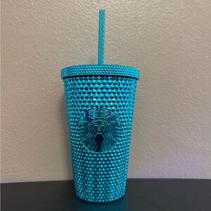 Starbucks 2023 Blue Chrome Studded Venti Tumbler. Smoke free